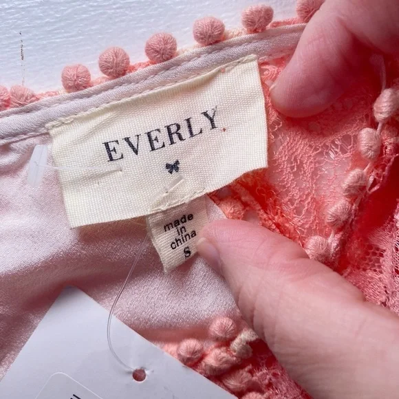 Everly Pink and Cream Lace Mini Dress NWT - Picture 7 of 14